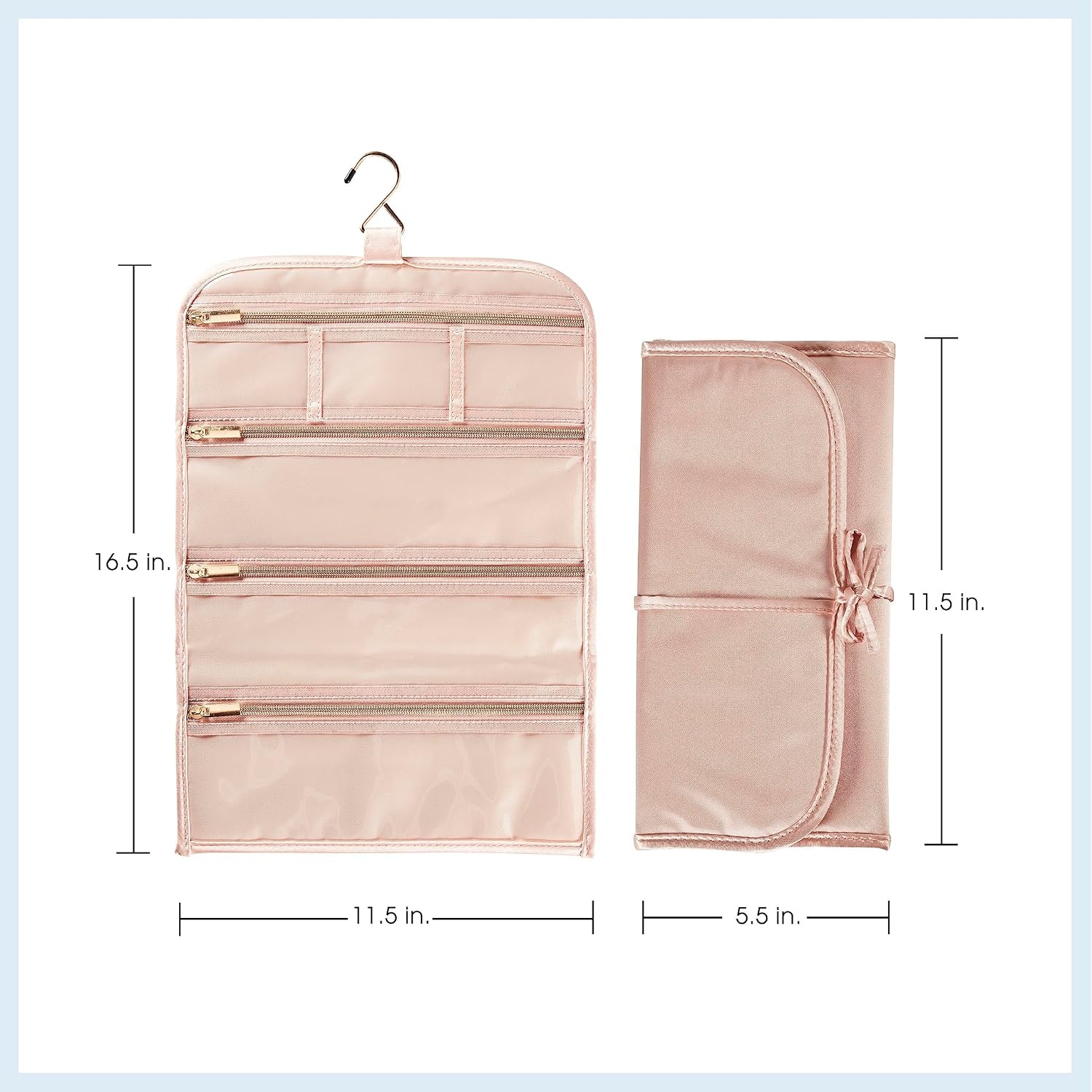 image:imageTravel Smart by Conair Jewelry Roll Bag BlackWhiteBlush Pink
