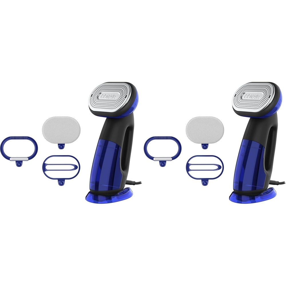 image:imageConair 2in1 Handheld Steamer and Iron for Clothes Turbo ExtremeSteam 1875W Garment Steamer and Clothing IronBlack Blue Versatile vertical or horizontal steam iron with smart sensor and 4 steam levels Blue Model GS108One Size Pack of 2