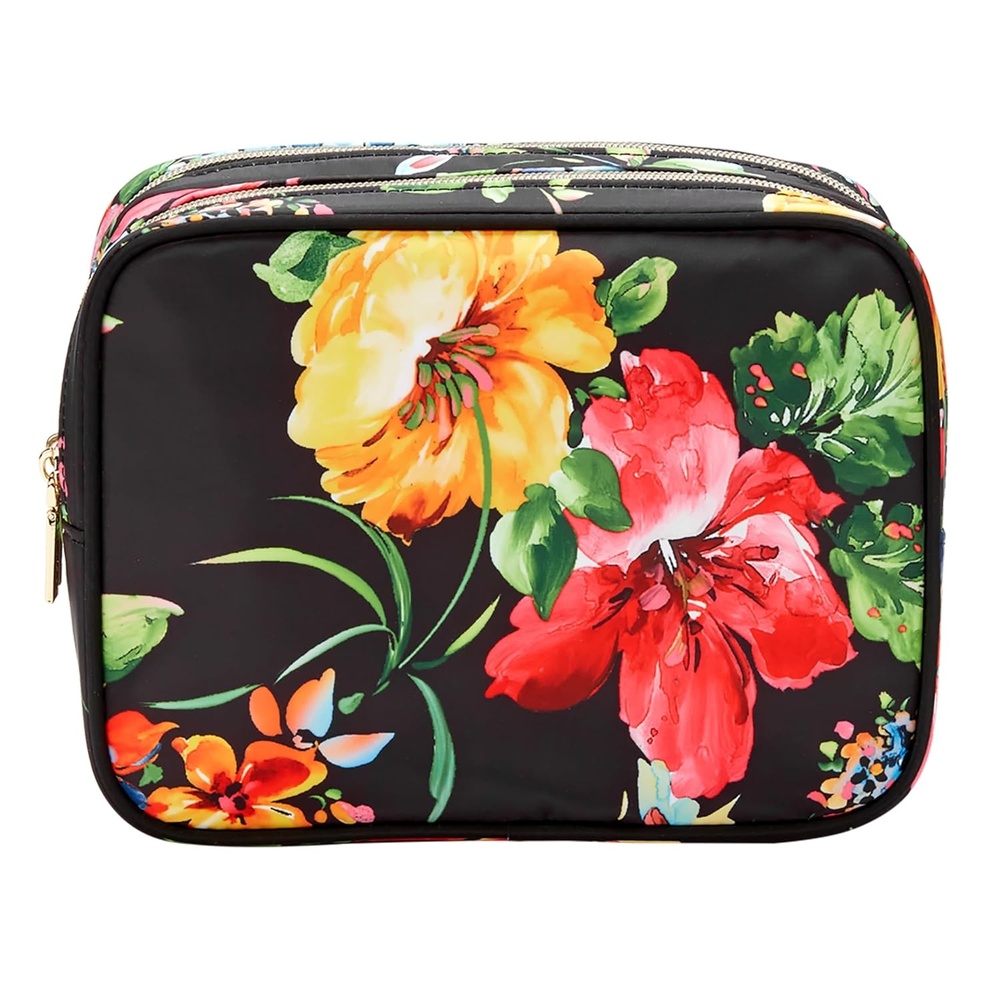 image:imageConair 5 Piece Toiletry and Cosmetic Bag Set Under 30 Includes 1 Large Weekender Bag and 4 Organizer Bags in Blue Swirl Prints Pack of 2Black Floral
