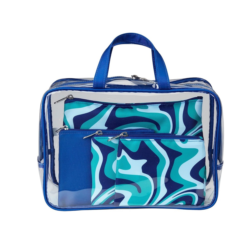 image:imageConair 5 Piece Toiletry and Cosmetic Bag Set Under 30 Includes 1 Large Weekender Bag and 4 Organizer Bags in Blue Swirl Prints Pack of 2Blue Swirl