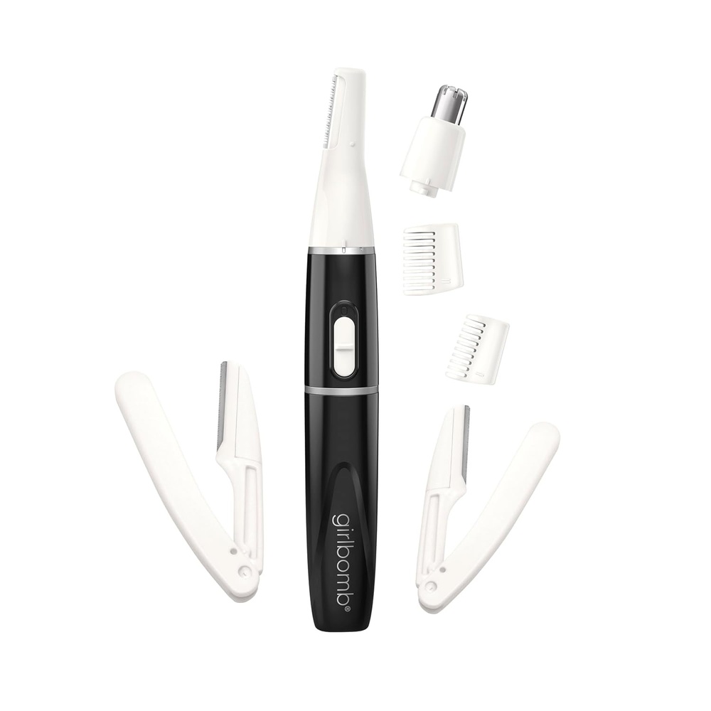 image:imageConair GIRLBOMB Allin1 Facial Hair Trimmer for Women 9 Piece Kit with 2 Dermablades Perfect for Face EarNose and Eyebrows BatteryPoweredBlack