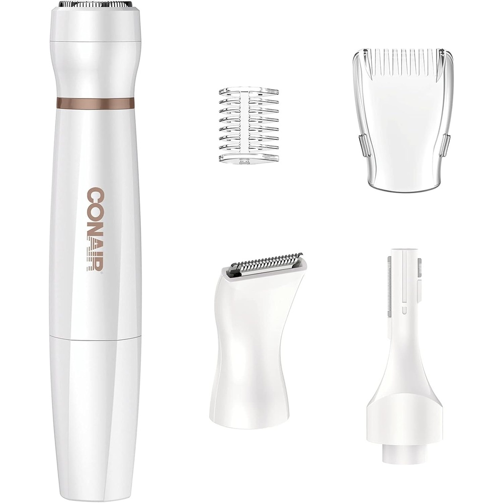 image:imageConair Girlbomb AllinOne Face and Body Trimmer Rechargeable wetdry shaver with 4 attachments for face nose brows and body White Model GBLT86RWhite