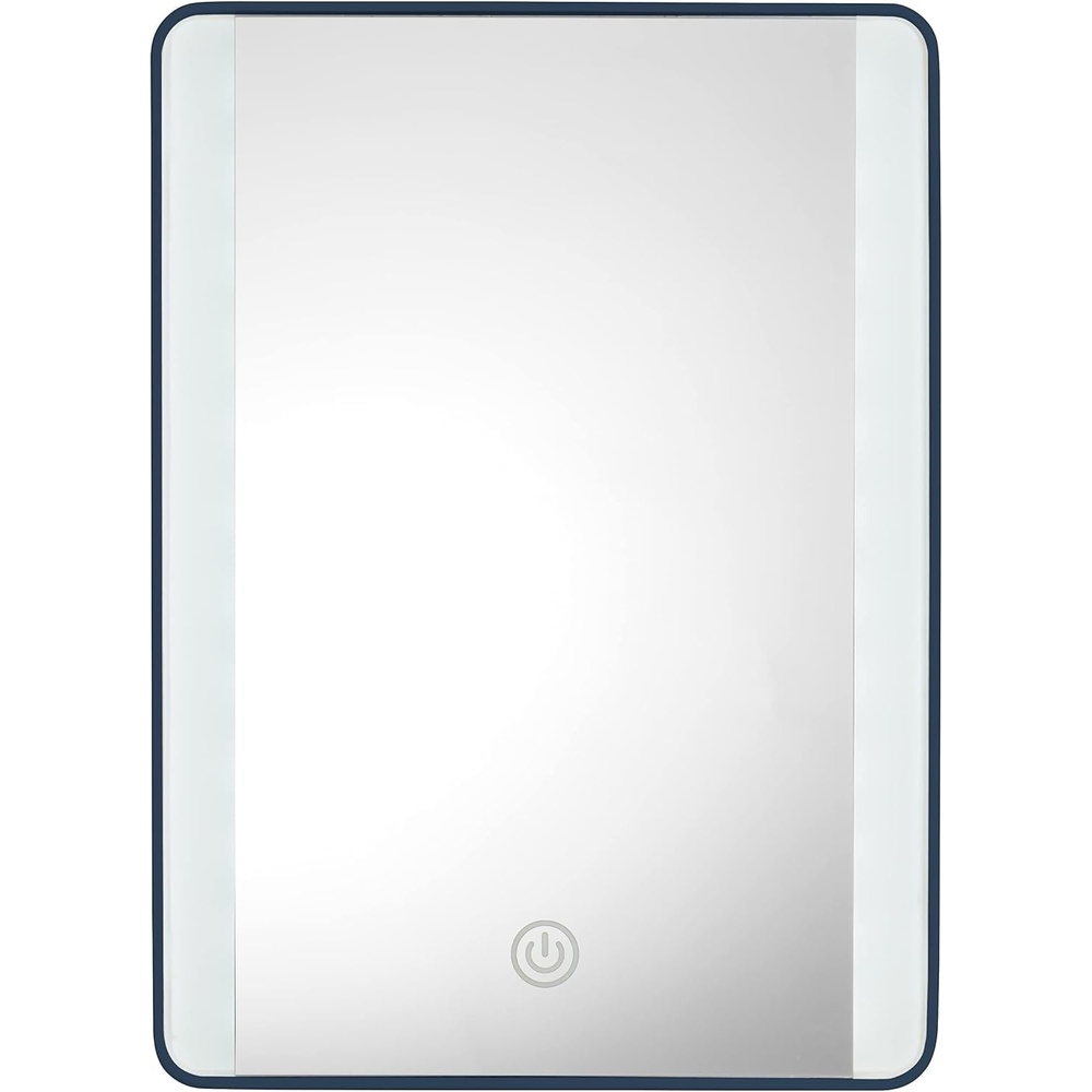 image:imageConair Lighted Makeup Mirror LED Vanity Mirror 1X5X Magnifying Mirror Foldable with Case Battery Operated and Rechargeable in WhiteNavy Blue With Adjustable Stand