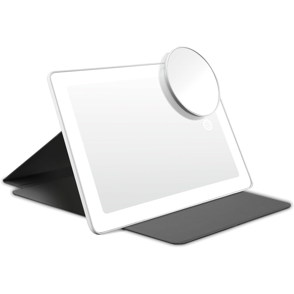 image:imageConair Lighted Makeup Mirror LED Vanity Mirror 1X5X Magnifying Mirror Foldable with Case Battery Operated and Rechargeable in WhiteWhite With Case