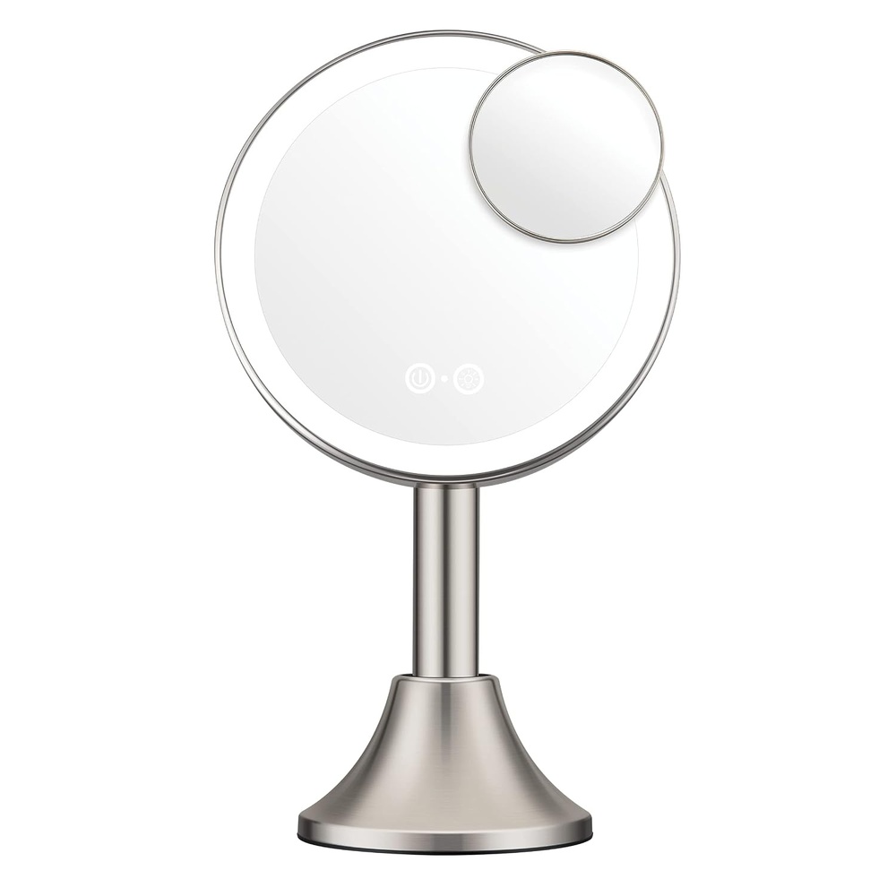 image:imageConair Lighted Makeup Mirror LED Vanity Mirror 1X5X Magnifying Mirror with Adjustable Telescoping Corded in Brushed NickelHandheld Vanity Mirror with Removal Base