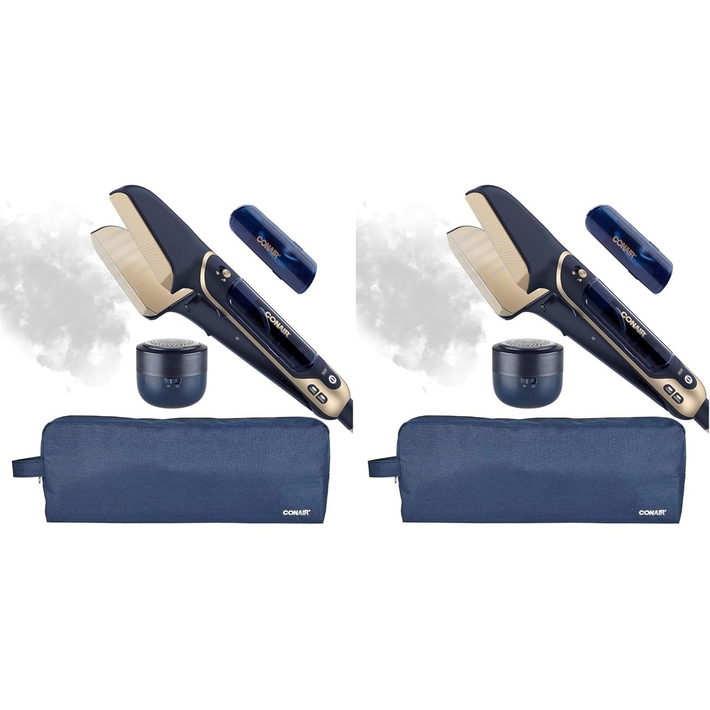 image:imageConair SteamStylist 3in1 Steam Press and Iron Steamer for Clothes Clothes Steamers for Clothes Travel Steamer Includes Fabric Shaver Extra Water Tank and Storage Bag Midnight BlueOne Size Pack of 2