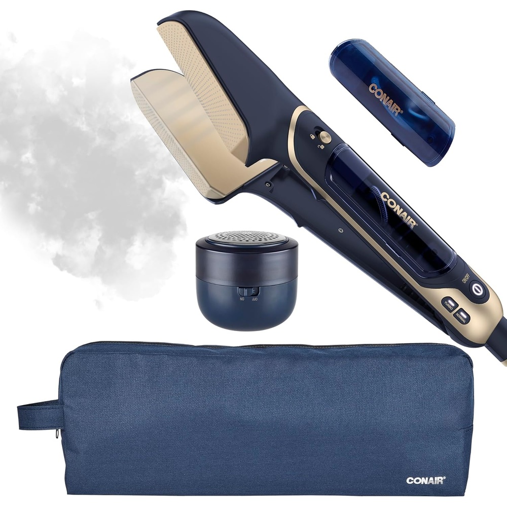 image:imageConair SteamStylist 3in1 Steam Press and Iron Steamer for Clothes Clothes Steamers for Clothes Travel Steamer Includes Fabric Shaver Extra Water Tank and Storage Bag Midnight BlueOne Size