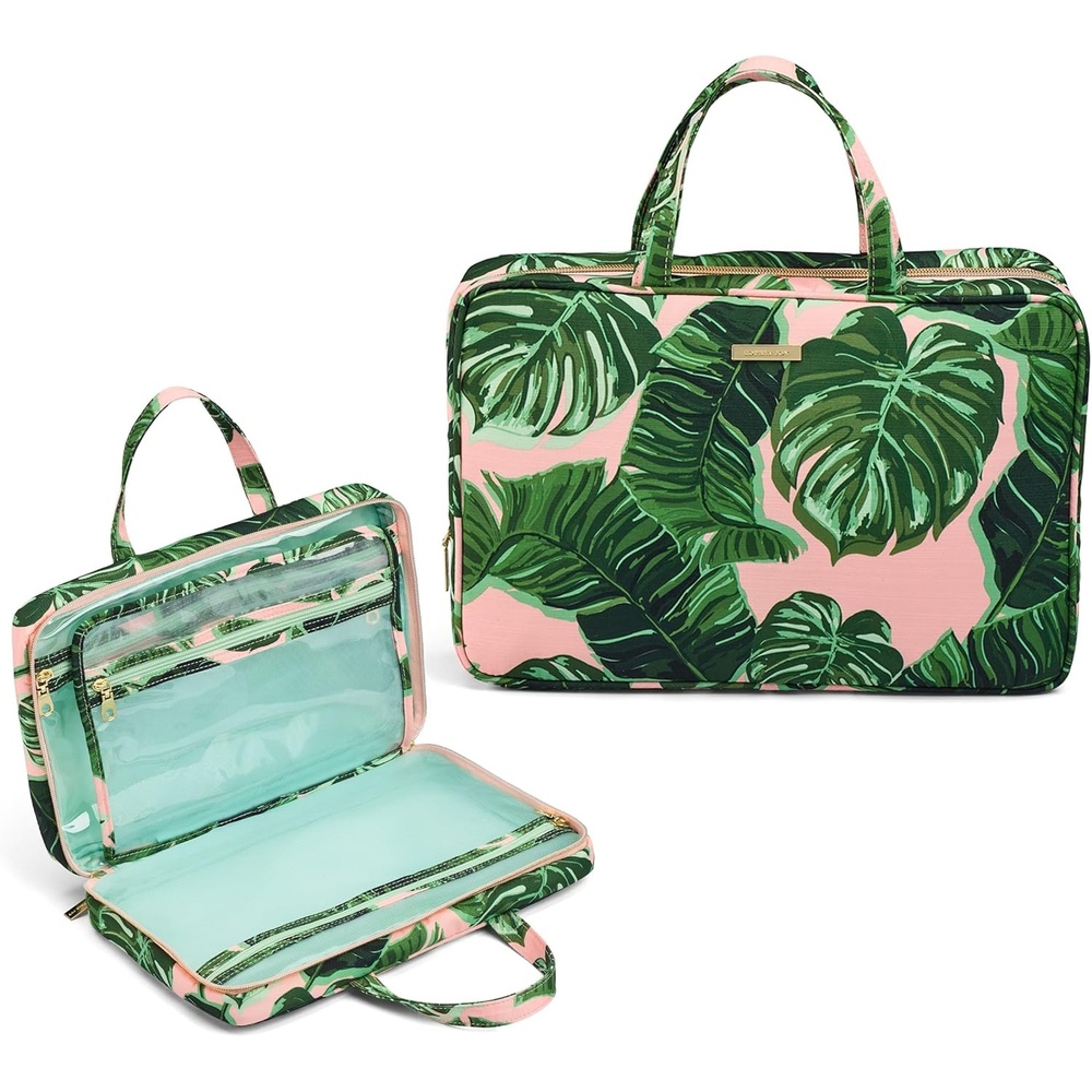 image:imageConair Travel Toiletry Bag Makeup Bag Cosmetic Bag Travel Makeup BagPink Palm