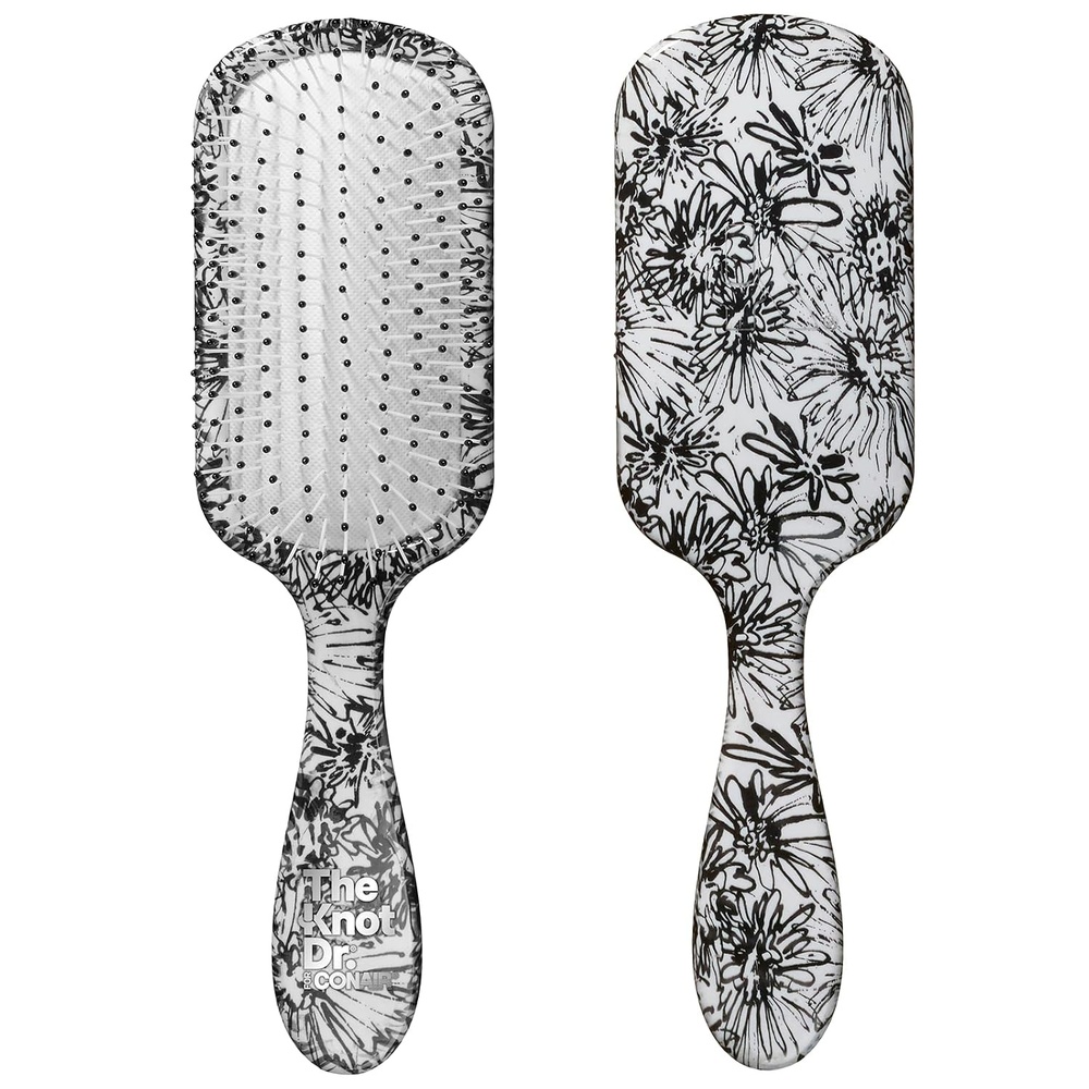 image:imageThe Knot Dr hair brush by Conair Detangling hair brush Removes Knots and Tangles in wet or dry Hair hair brushes for women PinkBlackWhite Floral