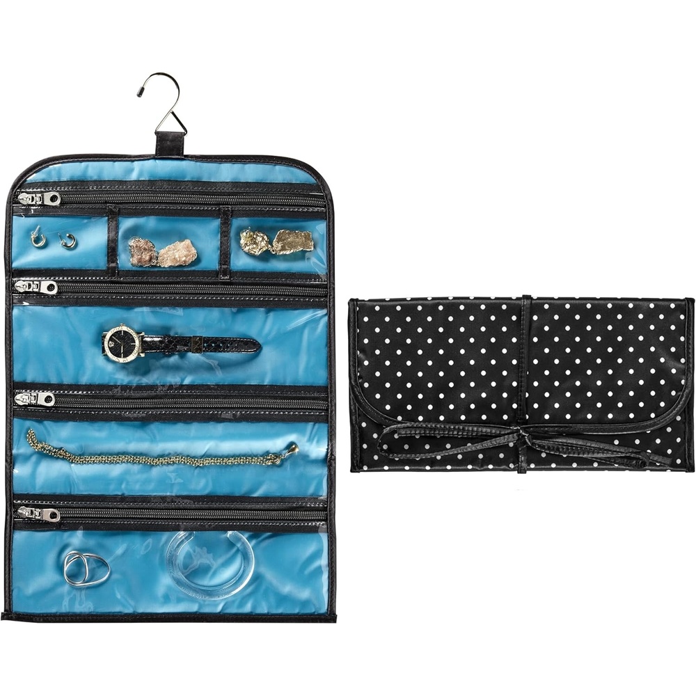image:imageTravel Smart by Conair Jewelry Roll Bag BlackWhiteBlackWhite