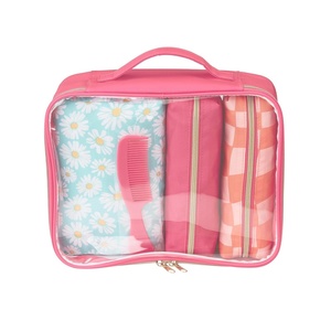 Conair 5 Piece Toiletry and Cosmetic Bag Set Under $30, Includes 1 Large Weekender Bag and 4 Organizer Bags in Blue Swirl Prints (Pack of 2)(Pink & Daisy Print)