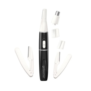 Conair GIRLBOMB All-in-1 Facial Hair Trimmer for Women – 9 Piece Kit with 2 Dermablades – Perfect for Face, Ear/Nose and Eyebrows – Battery-Powered(Black)