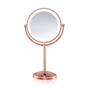 Conair Lighted Makeup Mirror, LED Vanity Mirror, 1X/5X Magnifying Mirror, Battery Operated in Brushed Brass(Rose Gold 1X/10X Magnification)