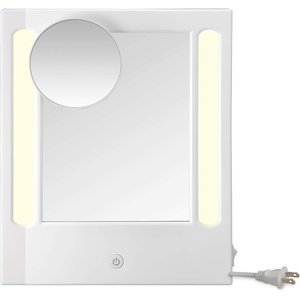 Conair Lighted Makeup Mirror, LED Vanity Mirror, 1X/5X Magnifying Mirror, Corded in Glossy White(11″L x 9″W)