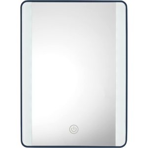 Conair Lighted Makeup Mirror, LED Vanity Mirror, 1X/5X Magnifying Mirror, Foldable with Case, Battery Operated and Rechargeable in White(Navy Blue With Adjustable Stand)
