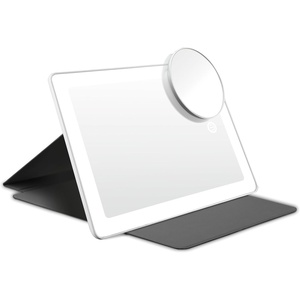 Conair Lighted Makeup Mirror, LED Vanity Mirror, 1X/5X Magnifying Mirror, Foldable with Case, Battery Operated and Rechargeable in White(White With Case)