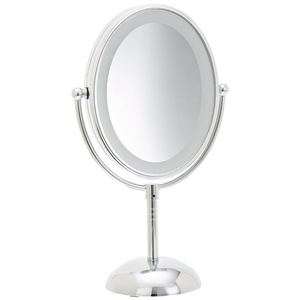 Conair Lighted Makeup Mirror, LED Vanity Mirror, 1X/7X Magnifying Mirror, Double Sided, Battery Operated in Polished Chrome(4.7″L x 8″W)