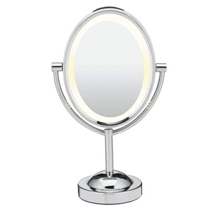 Conair Lighted Makeup Mirror, LED Vanity Mirror, 1X/7X Magnifying Mirror, Double Sided, Battery Operated in Polished Chrome(4.8″L x 8.2″W)