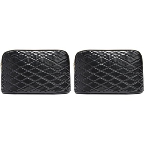 Conair Makeup Bag, Cosmetic Bag – Great for Makeup Brushes or Cosmetics, Perfect Size for Tote Bag or Carry-On, Organizer Shape in Black Diamond Quilt Pattern(Clutch (Pack of 2))