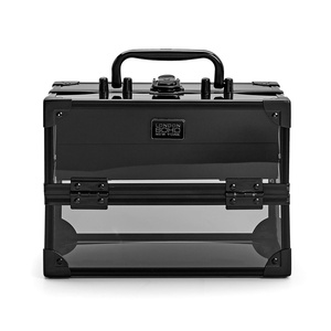 Conair Makeup Beauty Case, Cosmetic Case, with Expandable Shelves and Locking Latch, in Black Print, London SOHO New York for Conair(Black)