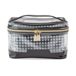 Conair Travel Makeup Bag, Large Toiletry and Cosmetic Bag, Perfect Size for Use At Home or Travel, Two Piece Train Case Set in Clear PVC and Black Checkers