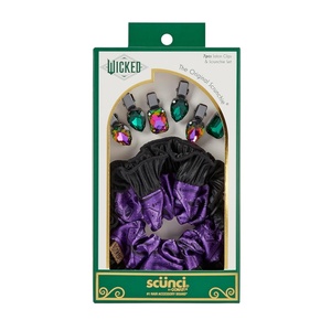 Wicked Elphaba Scrunchie & Hair Clip set – hair clips – hair accessories – hair accessories for girls – gifts for her – Scunci by Conair – 7PK(Elphaba – Black)