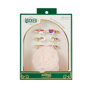 Wicked Elphaba Scrunchie & Hair Clip set – hair clips – hair accessories – hair accessories for girls – gifts for her – Scunci by Conair – 7PK(Glinda – Pink)