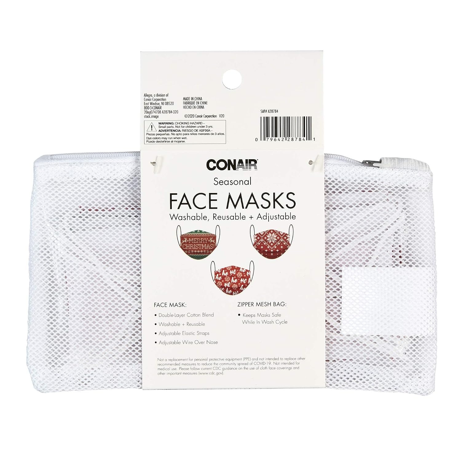 image:imageAllegro by Scunci Holiday Fun Face Masks With Mesh Bag Pack of 3Holiday Fun