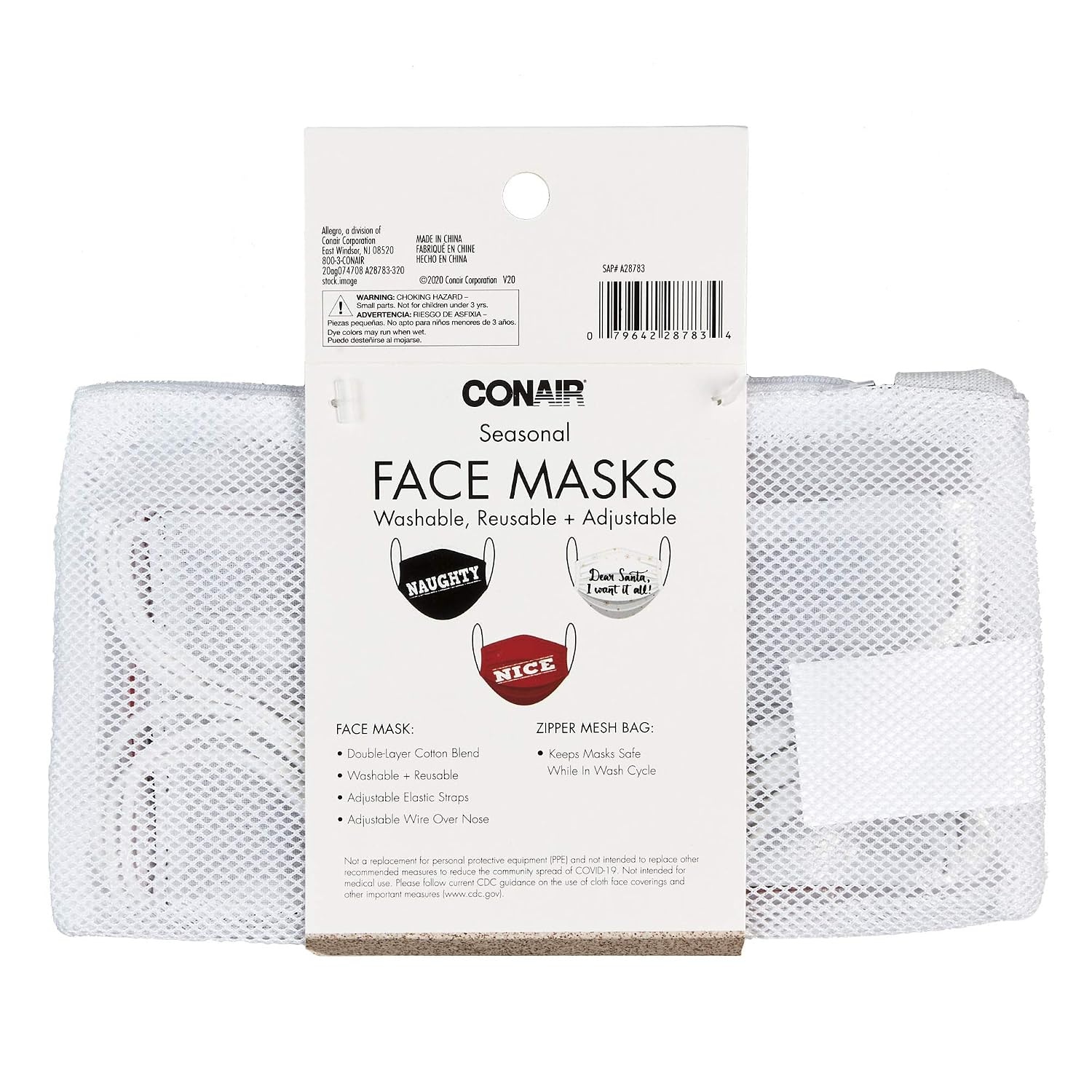 image:imageAllegro by Scunci Holiday Fun Face Masks With Mesh Bag Pack of 3NaughtyNice