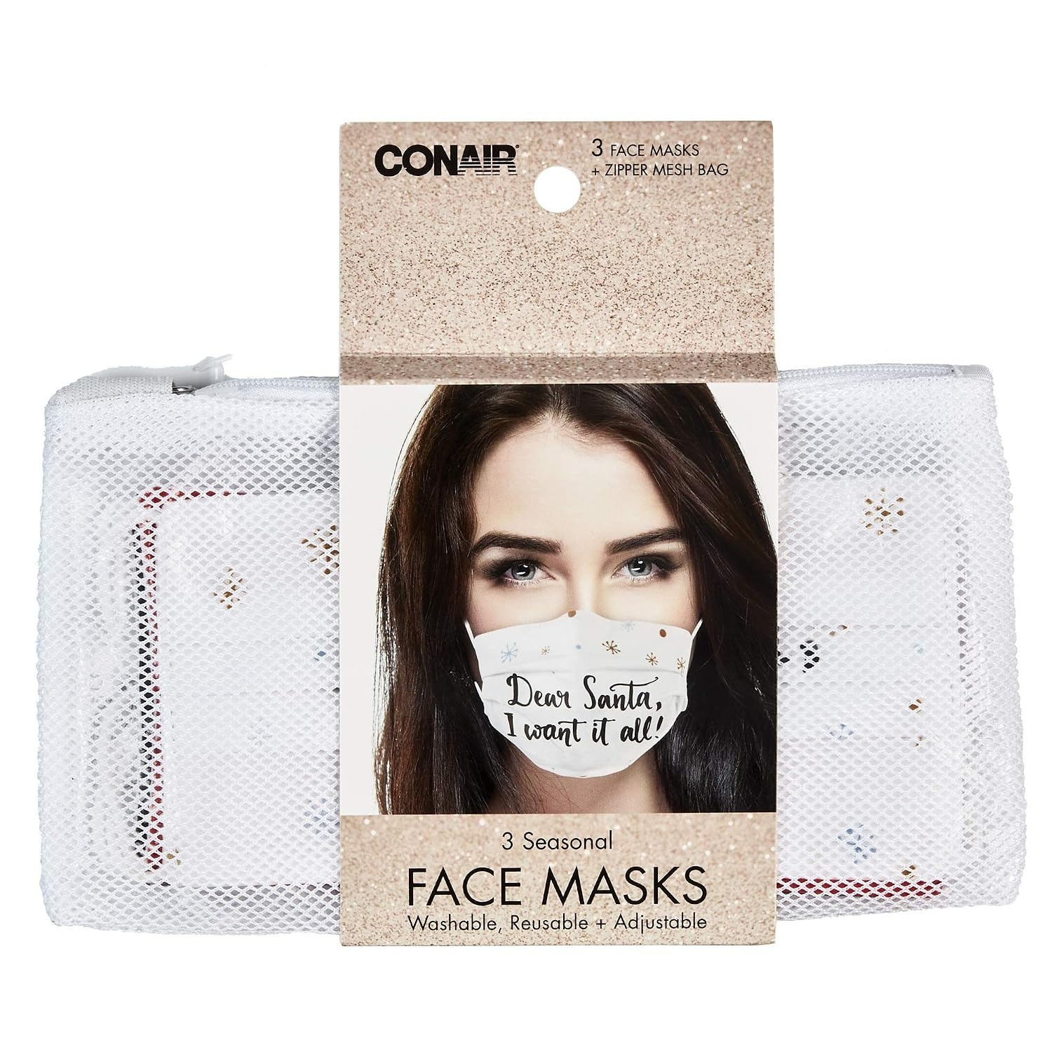 image:imageAllegro by Scunci Holiday Fun Face Masks With Mesh Bag Pack of 3NaughtyNice