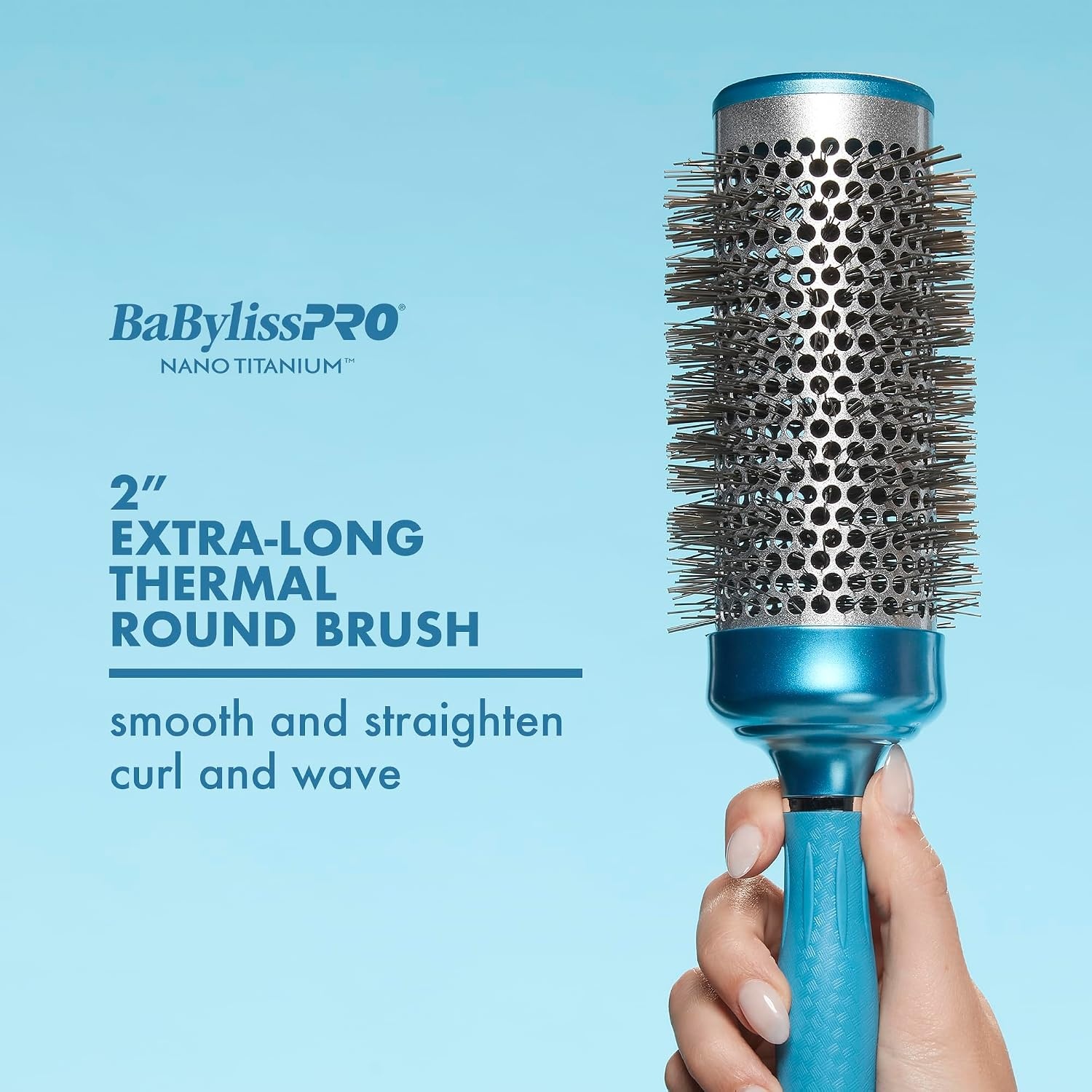 image:imageBaBylissPRO Nano Titanium 25 ExtraLong Thermal Round Hair Brush Professional Blowout Brush for Smooth Results Frizz Control for All Hair Types2in