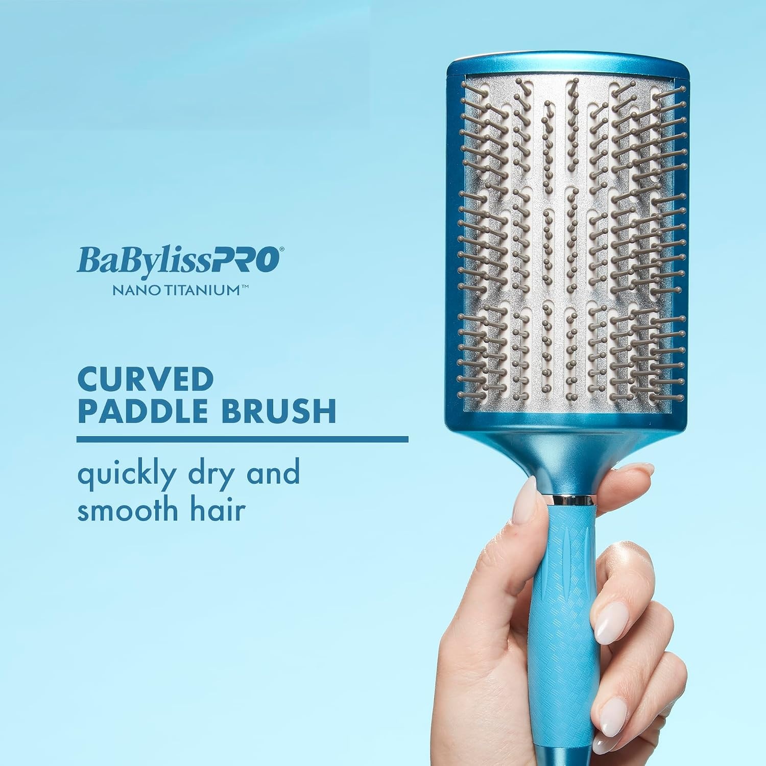 image:imageBaBylissPRO Nano Titanium Curved Boar amp Nylon Paddle Brush Fast BlowDry Styling Brush for Smooth Shiny Hair Ideal for All Hair TypesCurved