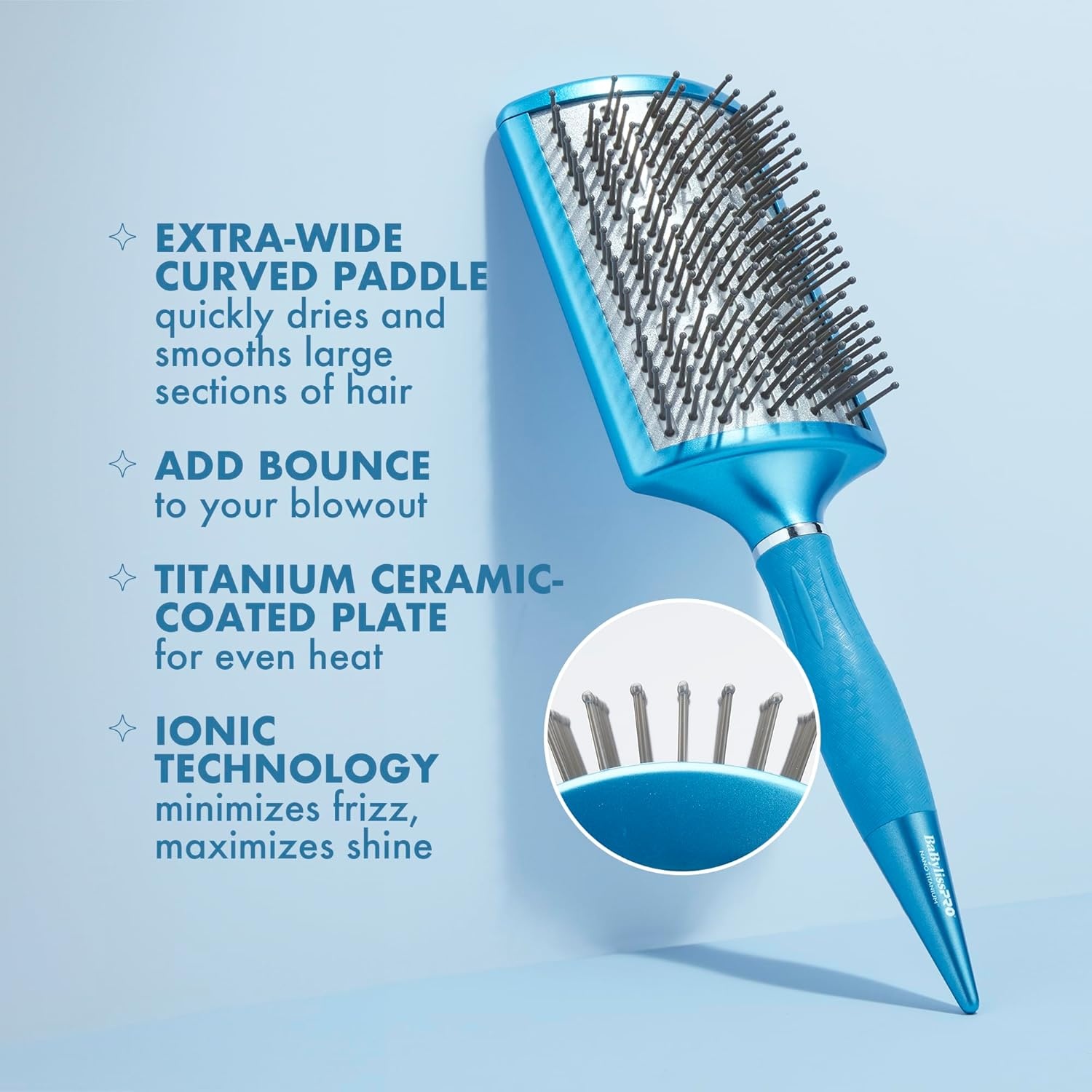 image:imageBaBylissPRO Nano Titanium Curved Boar amp Nylon Paddle Brush Fast BlowDry Styling Brush for Smooth Shiny Hair Ideal for All Hair TypesCurved