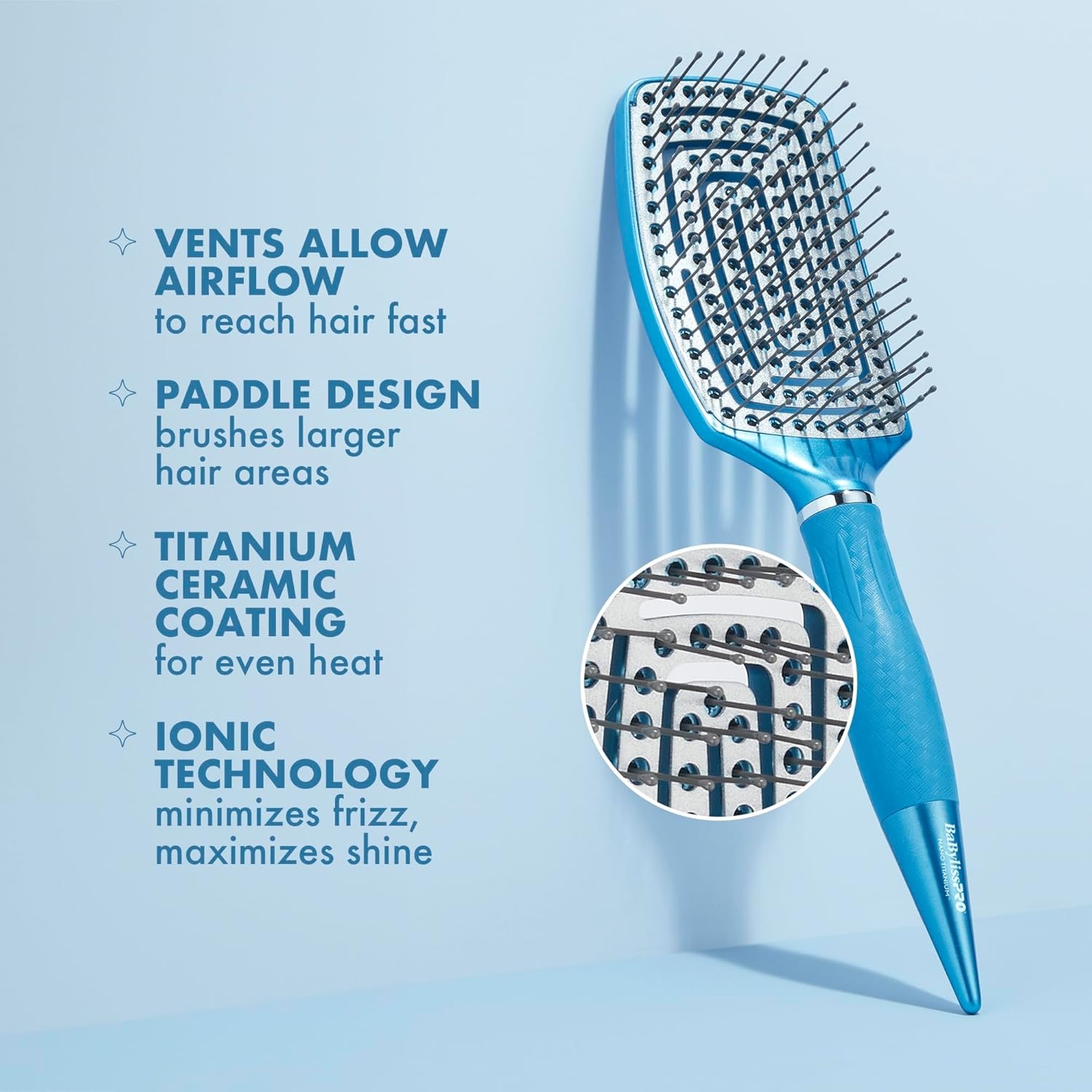image:imageBaBylissPRO Nano Titanium Curved Boar amp Nylon Paddle Brush Fast BlowDry Styling Brush for Smooth Shiny Hair Ideal for All Hair TypesVented