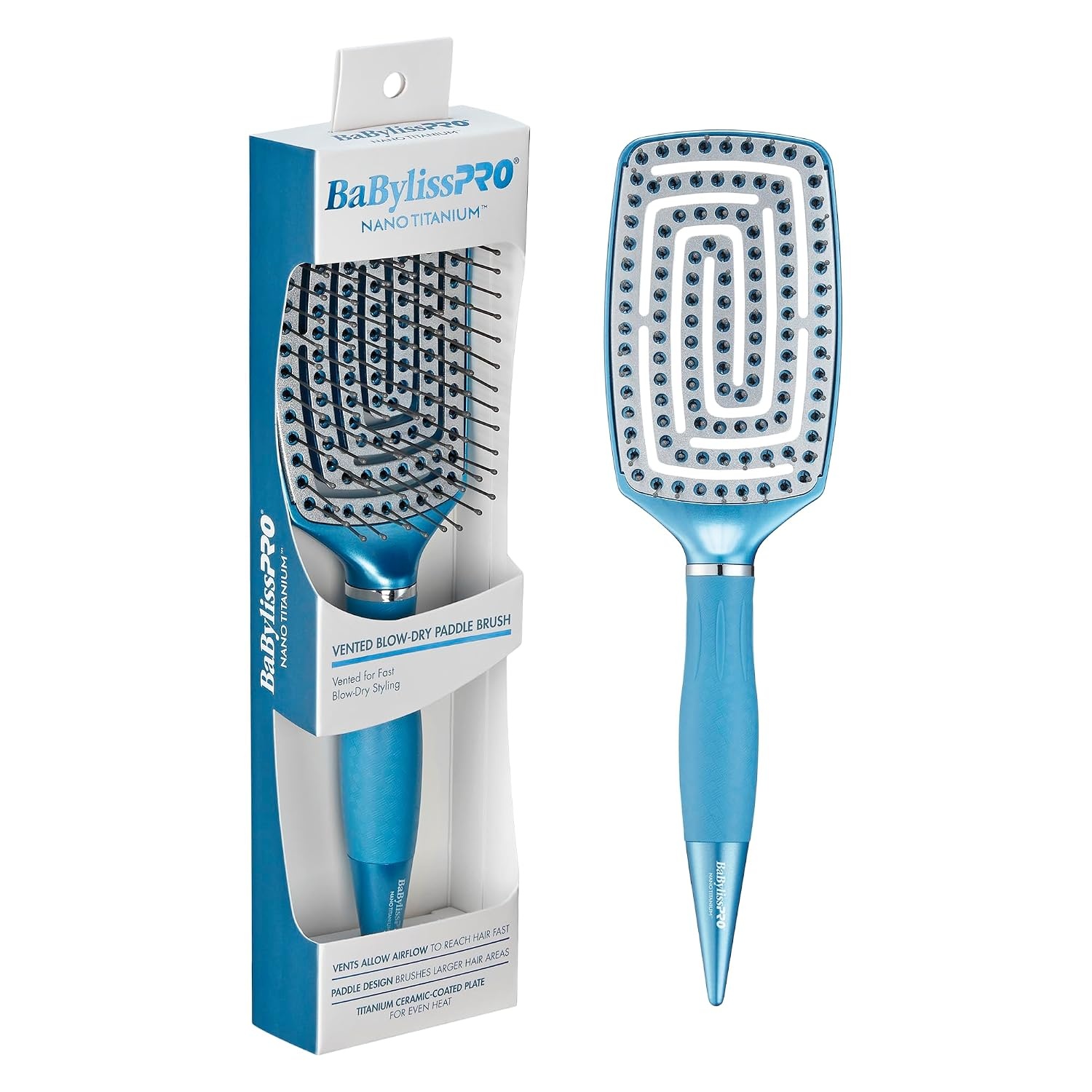 image:imageBaBylissPRO Nano Titanium Curved Boar amp Nylon Paddle Brush Fast BlowDry Styling Brush for Smooth Shiny Hair Ideal for All Hair TypesVented