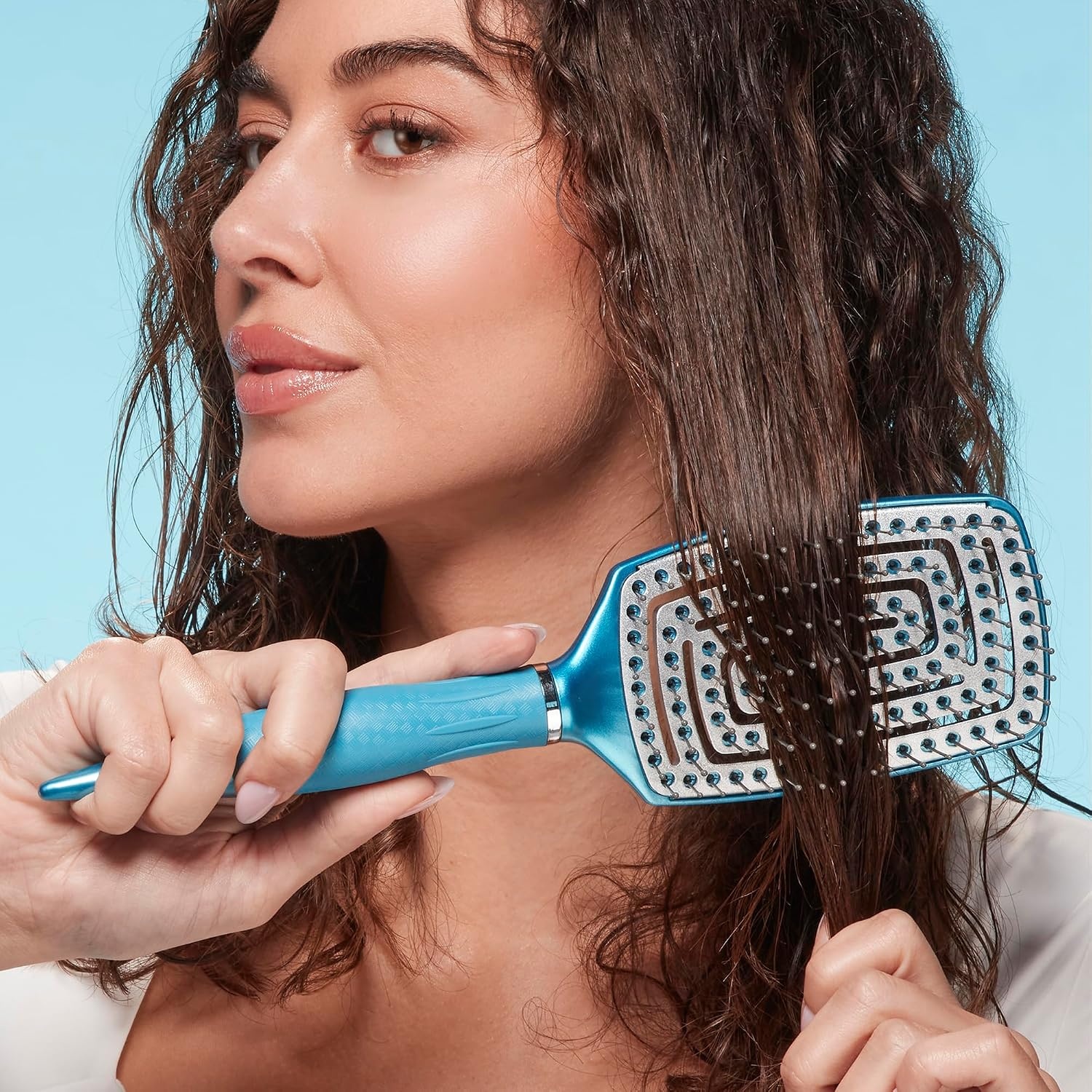image:imageBaBylissPRO Nano Titanium Curved Boar amp Nylon Paddle Brush Fast BlowDry Styling Brush for Smooth Shiny Hair Ideal for All Hair TypesVented