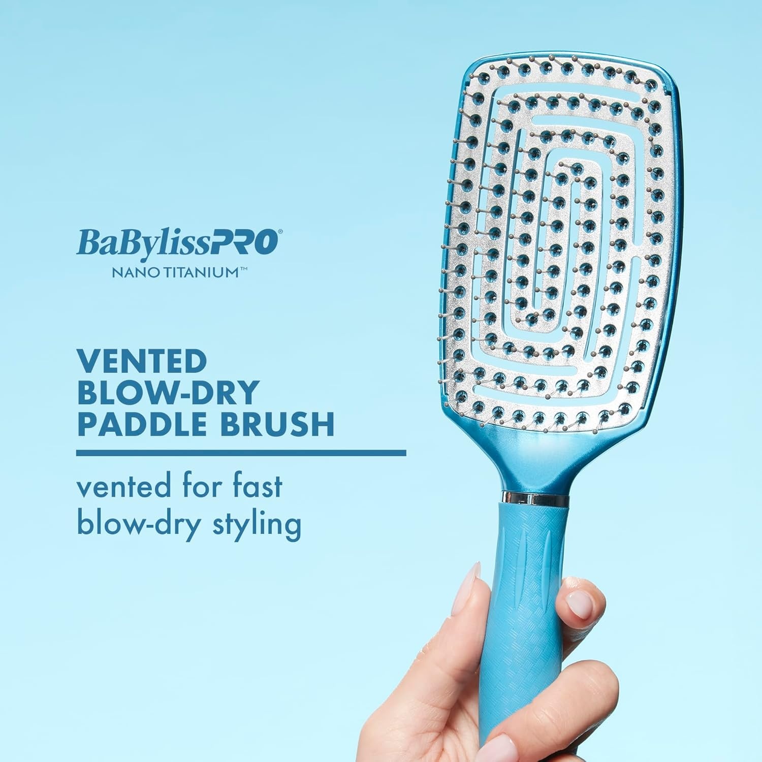 image:imageBaBylissPRO Nano Titanium Curved Boar amp Nylon Paddle Brush Fast BlowDry Styling Brush for Smooth Shiny Hair Ideal for All Hair TypesVented