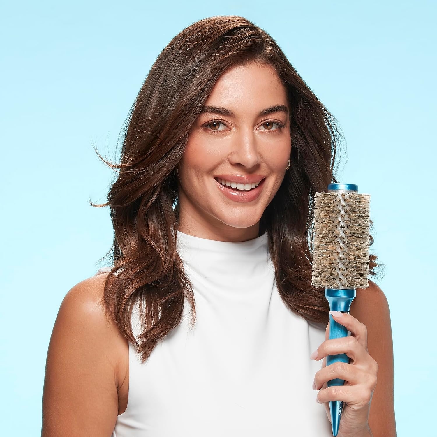 image:imageBaBylissPRO Nano Titanium Smooth amp Shine Scalp Round Hair Brush Detangling Straightening amp BlowDry Brush for FrizzFree Sleek Shiny Hair13in boar bristle