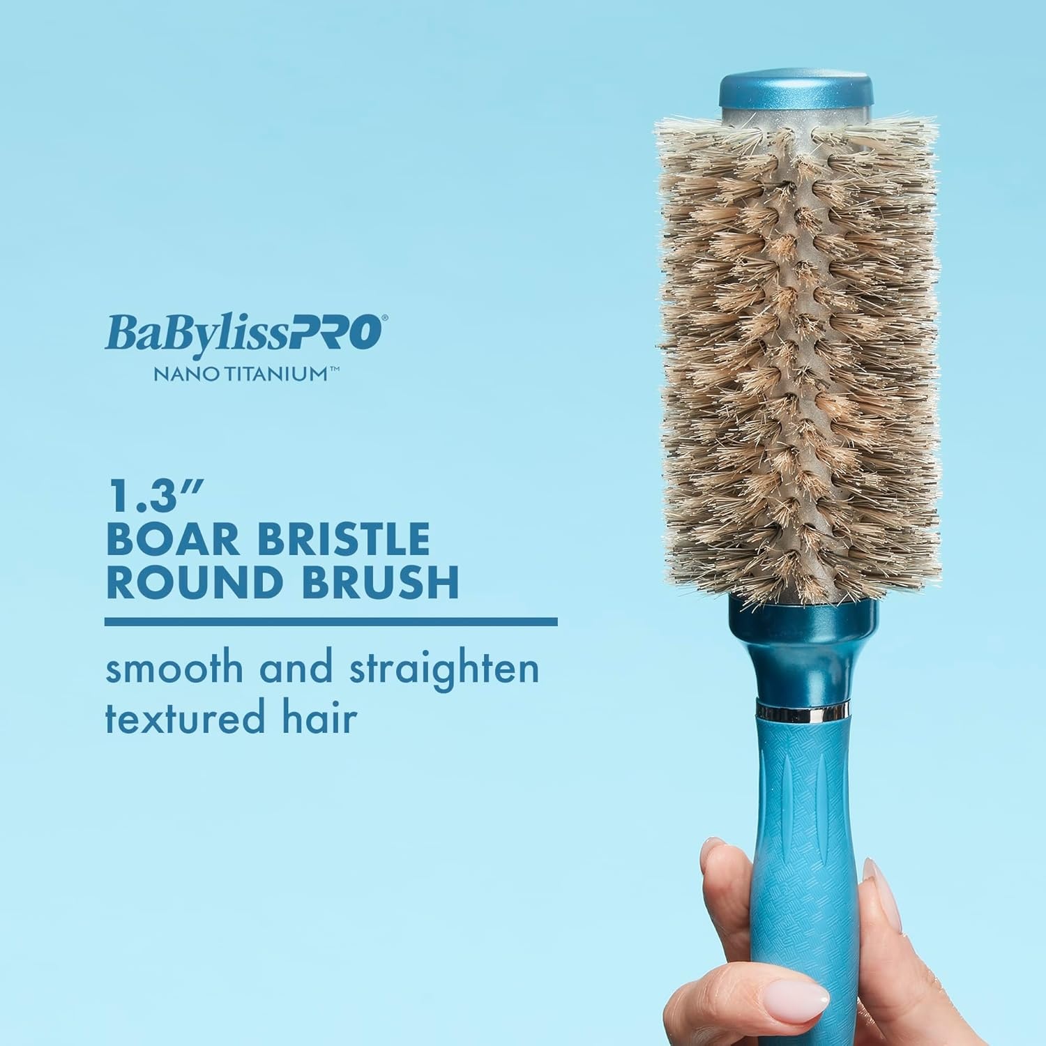 image:imageBaBylissPRO Nano Titanium Smooth amp Shine Scalp Round Hair Brush Detangling Straightening amp BlowDry Brush for FrizzFree Sleek Shiny Hair13in boar bristle