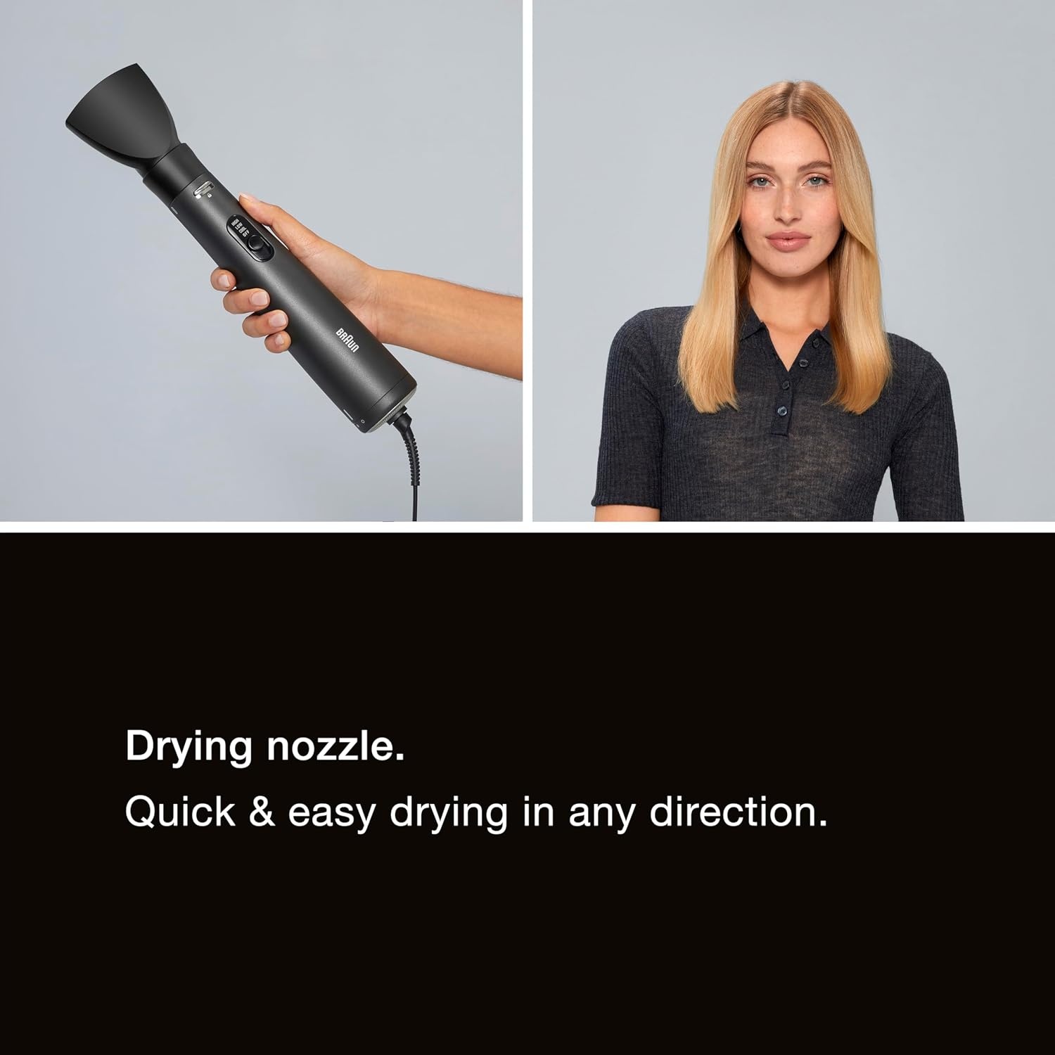 image:imageBraun 2in1 Blow Dryer Brush with 3 Attachments WettoDry Hot Air Styler for All Hair Types Volumize or StraightenBlack