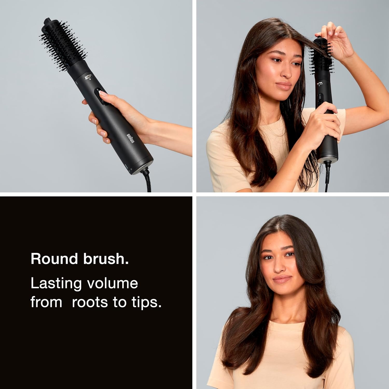 image:imageBraun 2in1 Blow Dryer Brush with 3 Attachments WettoDry Hot Air Styler for All Hair Types Volumize or StraightenBlack