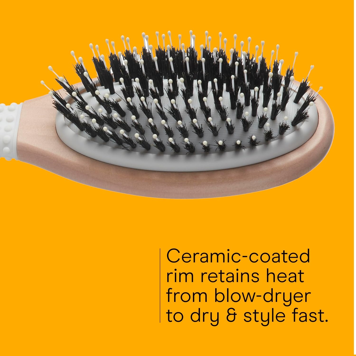 image:imageCONAIR Ceramic Wood Nylon amp Boar Bristle Cushion Hair Brush hairbrush for women reduce frizz and add shine natural wood handle for all hair types