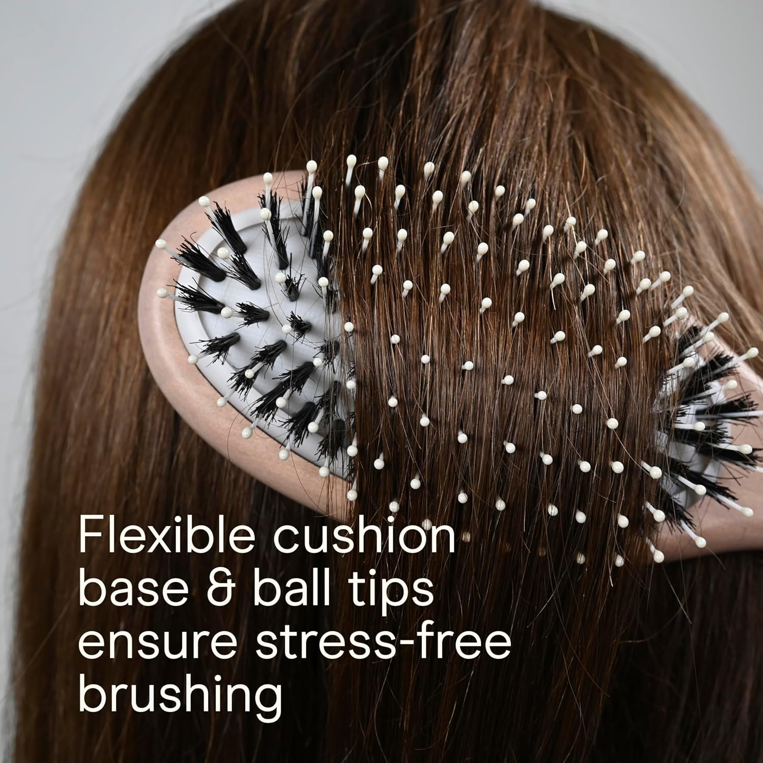 image:imageCONAIR Ceramic Wood Nylon amp Boar Bristle Cushion Hair Brush hairbrush for women reduce frizz and add shine natural wood handle for all hair types