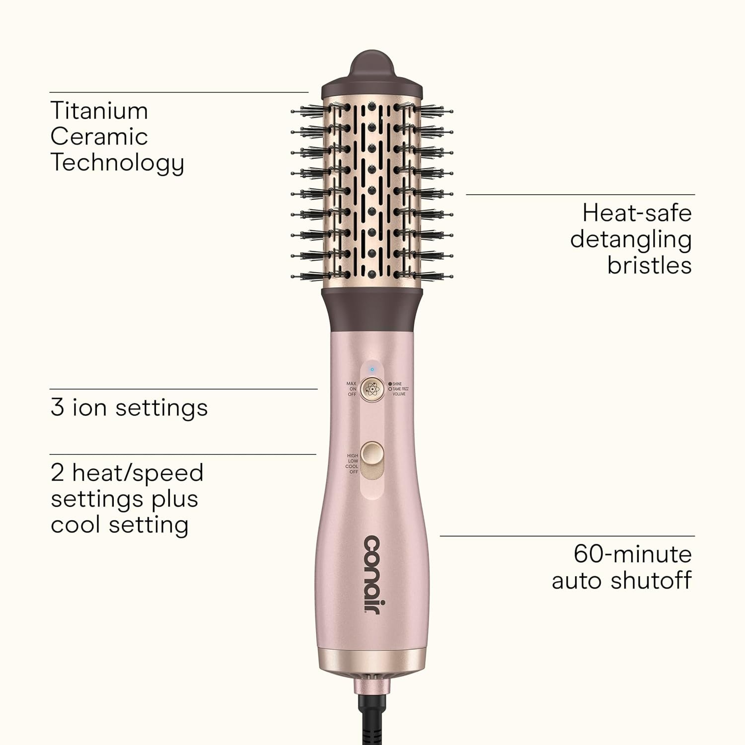 image:imageCONAIR INFINITIPRO Frizz Free 1 12inch Hot Air Brush Dryer Brush2 inches