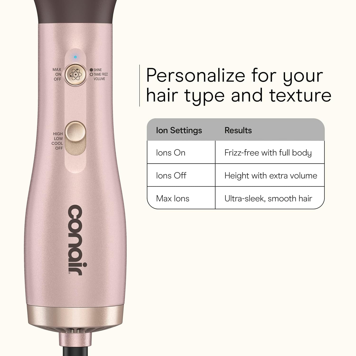 image:imageCONAIR INFINITIPRO Frizz Free 1 12inch Hot Air Brush Dryer Brush2 inches