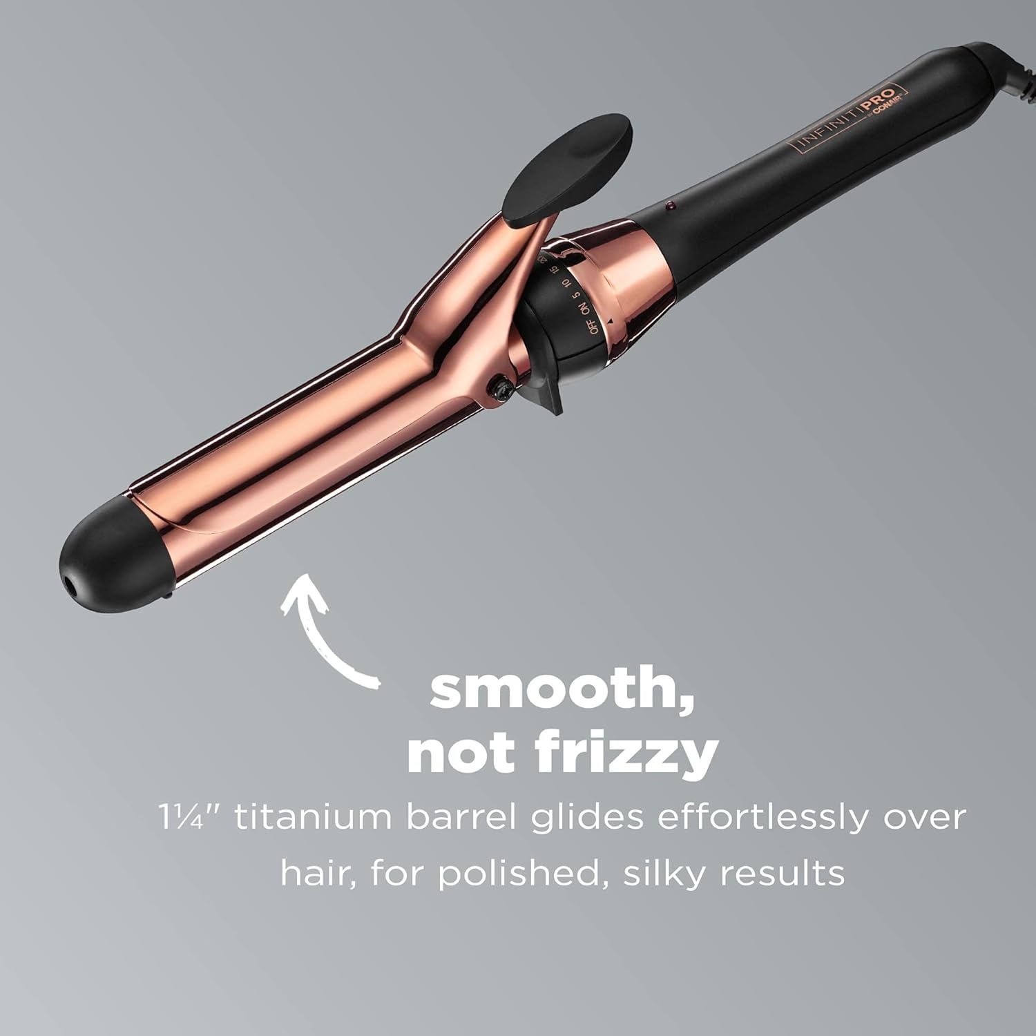 image:imageCONAIR INFINITIPRO Rose Gold Titanium 1Inch Curling Iron 1inch barrel produces classic curls for use on short medium and long hairBlack