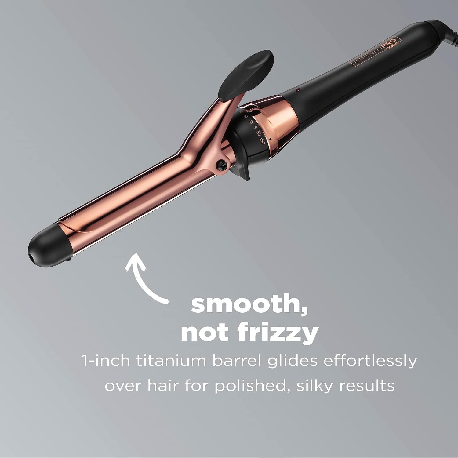 image:imageCONAIR INFINITIPRO Rose Gold Titanium 1Inch Curling Iron 1inch barrel produces classic curls for use on short medium and long hairBlack