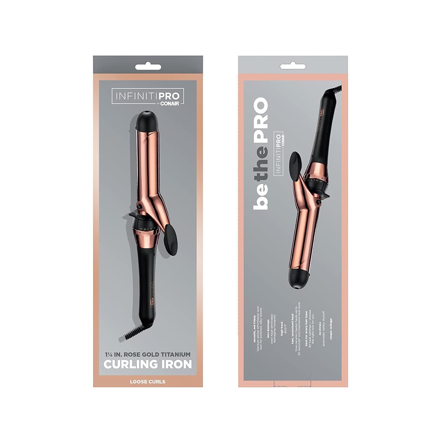 image:imageCONAIR INFINITIPRO Rose Gold Titanium 1Inch Curling Iron 1inch barrel produces classic curls for use on short medium and long hairBlack