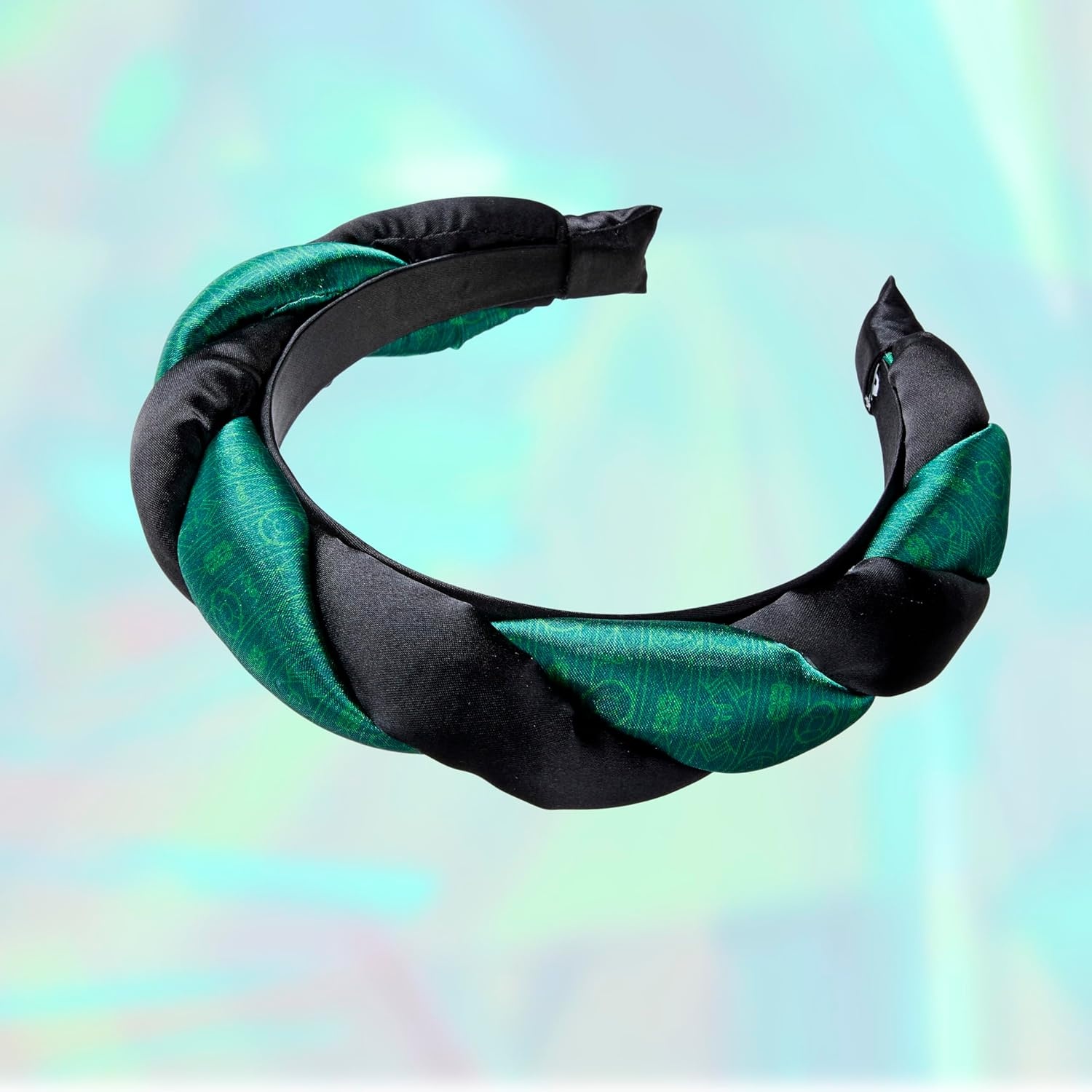 image:imageCONAIR Wicked 2 Elphaba Green Satin Twisted Spa bubble Headband ideal for washing face and applying makeup gifts for her ScunciElphaba Twisted Green