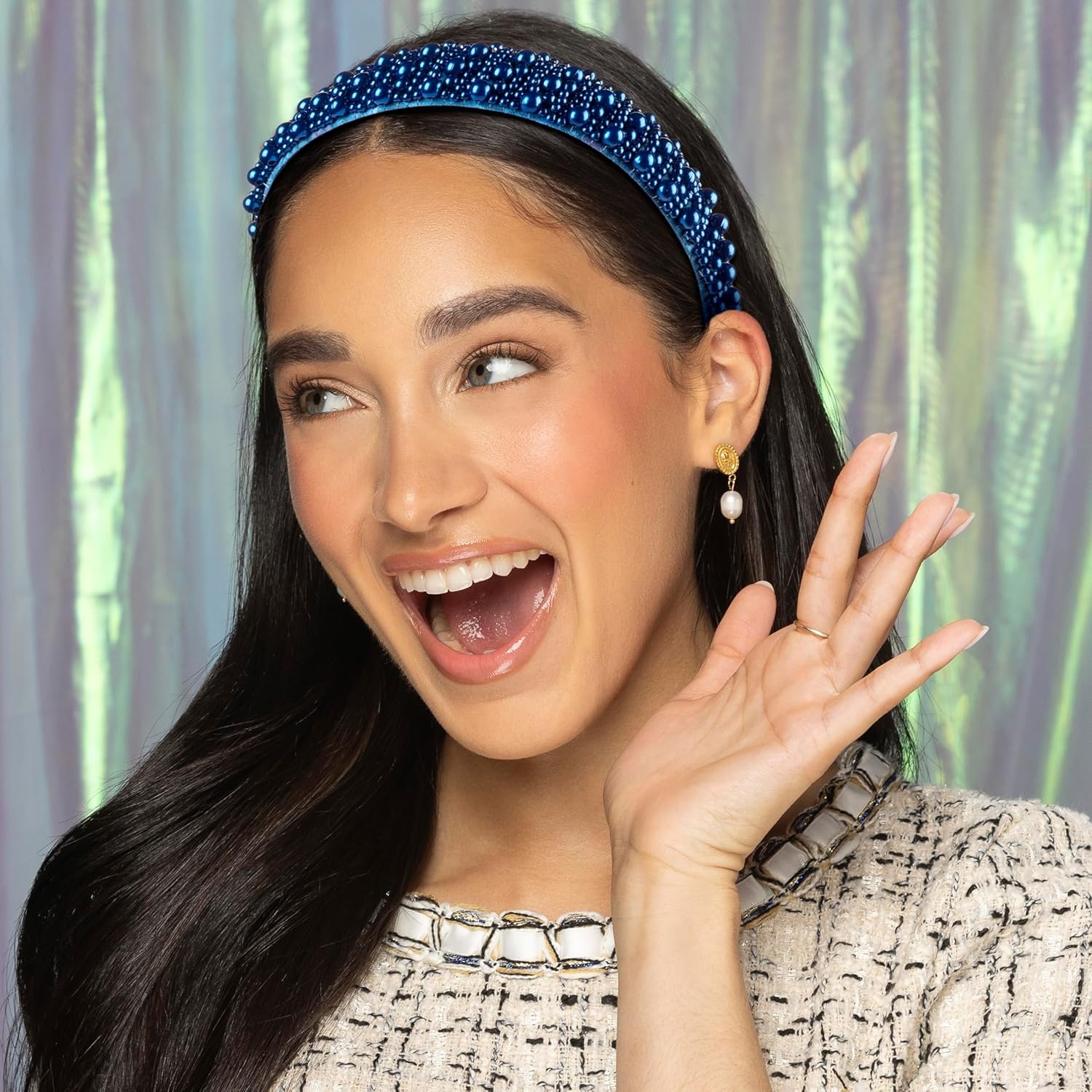 image:imageCONAIR Wicked 2 Elphaba Green Satin Twisted Spa bubble Headband ideal for washing face and applying makeup gifts for her ScunciEmerald Navy Blue
